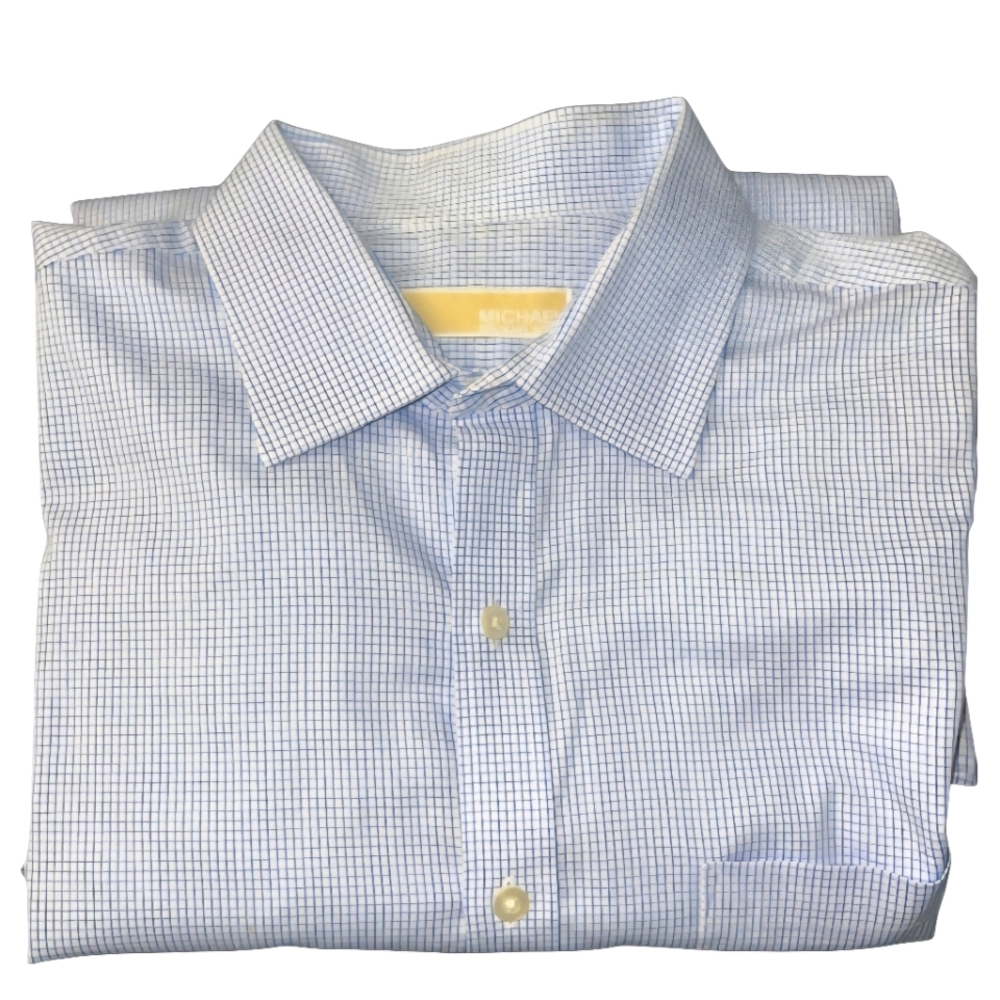 Michael Kors Men's Blue Checkered Shirt (PERFECT CONDITION)